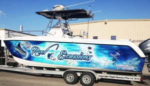 attractive custom boat wrap design